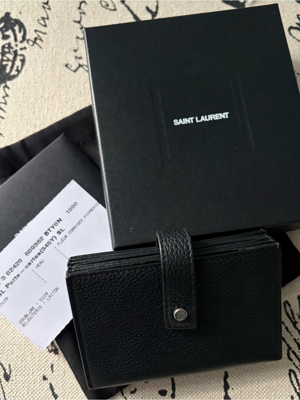 Saint Laurent Milo Black Pebbled Leather Card Holder